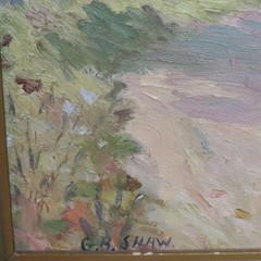 Original Charles E Shaw Oil Painting Landscape Impressionist Pathway Road Framed