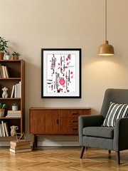 Original Expressionism Abstract Minimal Red Modern Relaxed Art 11×14 on Paper