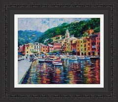 NEW DANIEL WALL „Portofino Harbor“ Giclee/Canvas Hand-Embellished Signed-COA