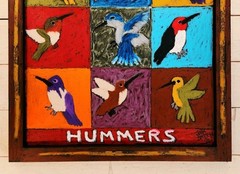John Sperry Outsider Southern Primitive Folk Art Hummingbirds Birds Painting
