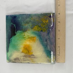 Original Abstract Art Acrylic Glossy Resin Tracy Eau Claire on Wood 6″ x 6″