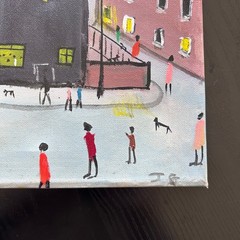 2012 John Goodlad UK Oil on Canvas Manchester „Working Day“ Outsider Art