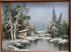 The Artis „BASIL“ Stunning Oil on Canvas „Winter Scene“ Framed