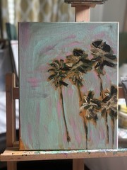 UNFRAMED Palm Trees Original painting on Сanvas wall-art signed