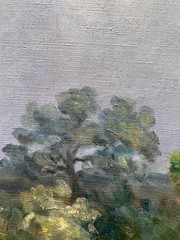 Antique Signed Castaing Oil Painting Animated View Notre Dame de Paris, Framed