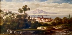Roberto Scalvini – 20th Century Oil Painting “ Italian Town River Scene“