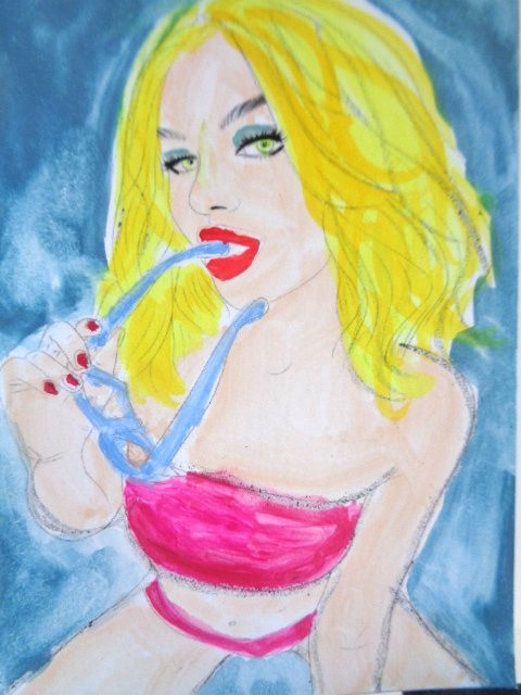 ACEO Women In Art – COOL BLOND GIRL Painting ART