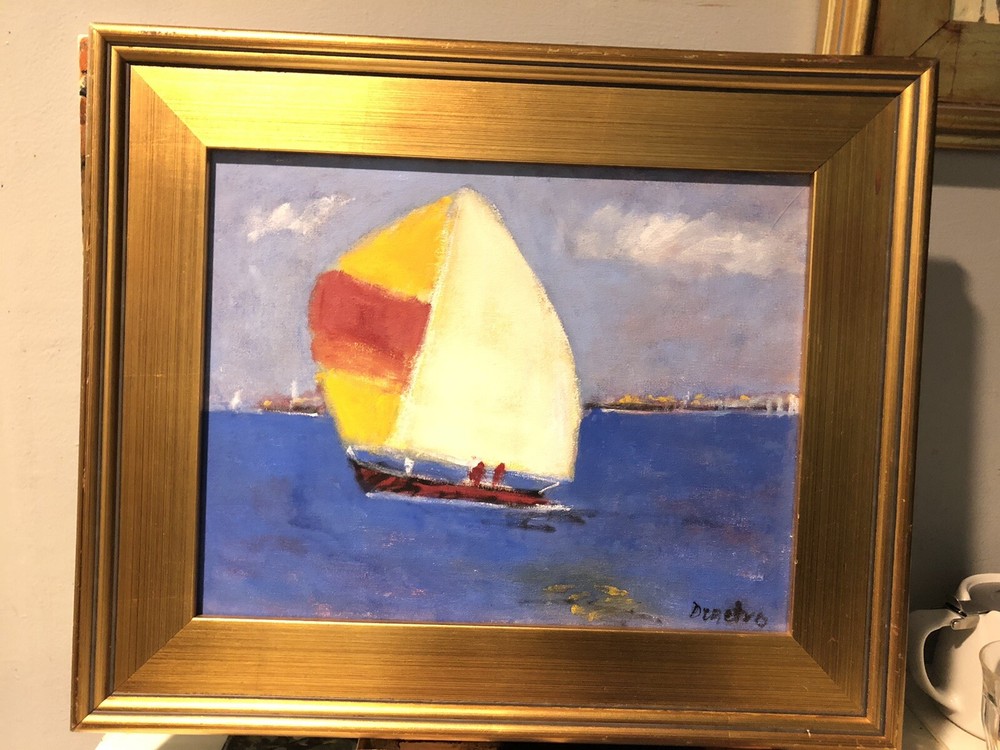 Oil On Canvas Signed Demetro 17 x 20 Inch Plein Aire Gold Frame