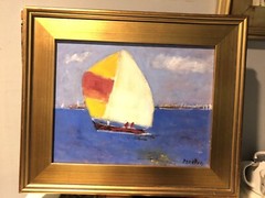 Oil On Canvas Signed Demetro 17 x 20 Inch Plein Aire Gold Frame