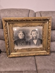 Antique Victorian Charcoal Portrait Baroque/Rococo Carved Gold Gilt Gesso Frame