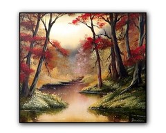 Original Acrylic Landscape Painting 12×14″ ILLUMINATED BY MOONLIGHT Wall Art