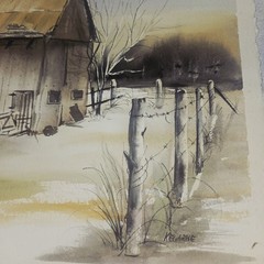Original Water Color By Don Kergarise Barn Fulton Co Indiana Painting On Paper