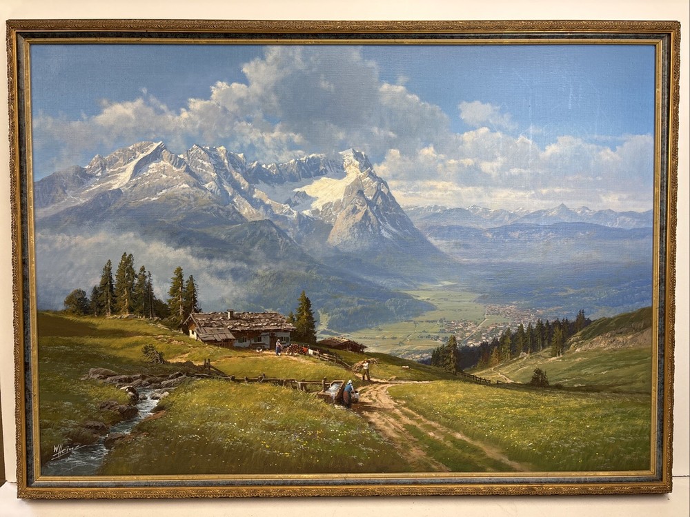 Wolfgang Heinz 20th Century German Realist Alpine Landscape Artist Oil Painting