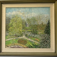 VINTAGE IMPRESSIONIST PAINTING LANDSCAPE CASTLE SIGNED MYSTERY 1950’S PAINTERLY