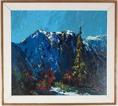 John ​Kinnear (1922-2003) SCA Canadian Vancouver Rockies Expressionist Oil/Board