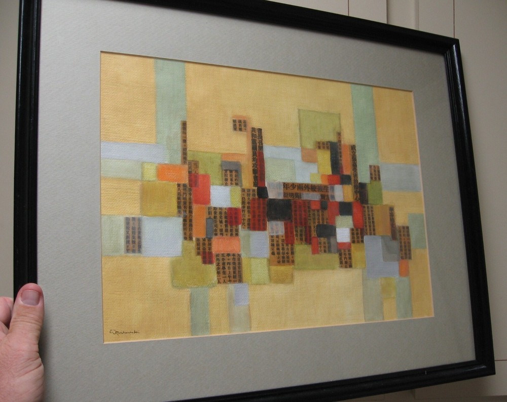 Eugeniusz Markowski Abstract Painting Mixed media- 21″ Framed matted Covered
