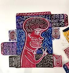 Two Painting Outsider Art Brut Araos Artwork DRAW on Recycled Box EN PAZ