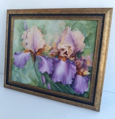 Irises in Bloom Original Oil Painting Framed Floral Artwork 8×10 in