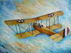 Mystery Artist, AVIATION OIL PAINTING 1917 CURTISS JENNY VINTAGE AVIATION ART