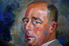 1950 Belgian Portrait Oil Painting Edmond Dutry Double-Sided Ghent Salon Artist
