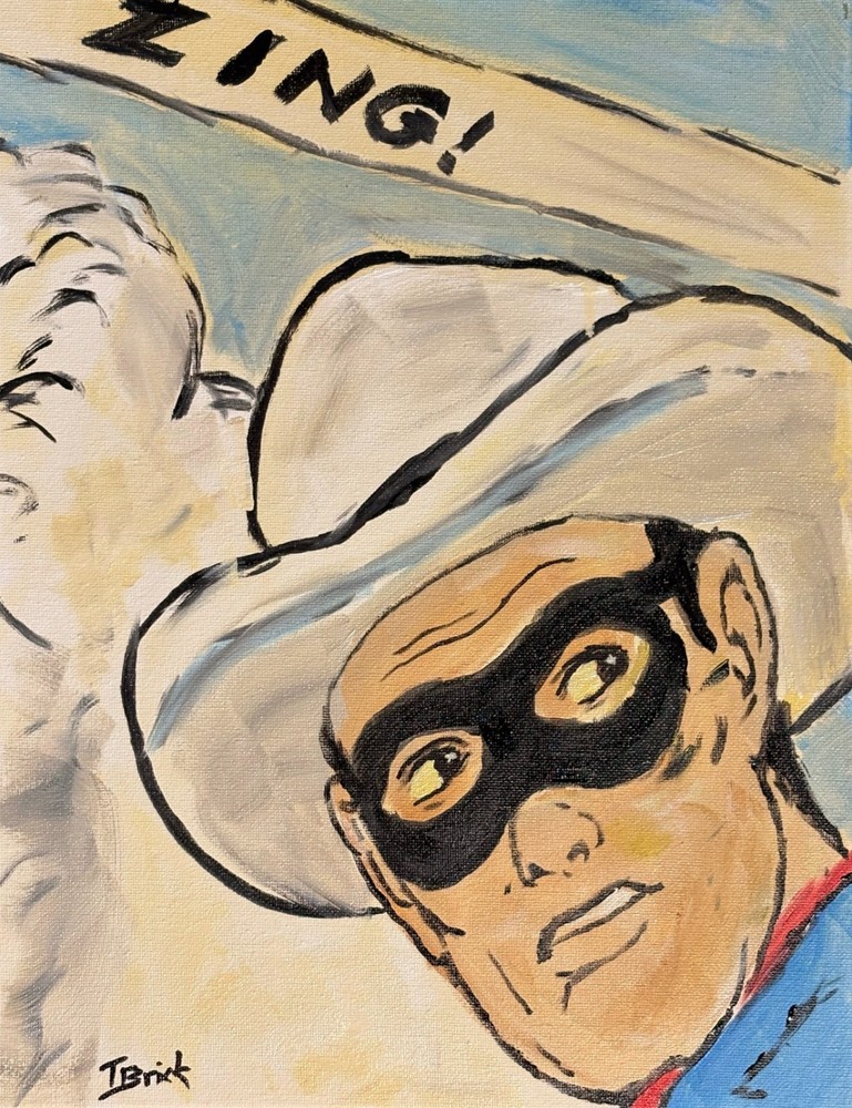 Original Lone Ranger Comic Book Western Pop Art Painting 11×14 Acrylic Canvas