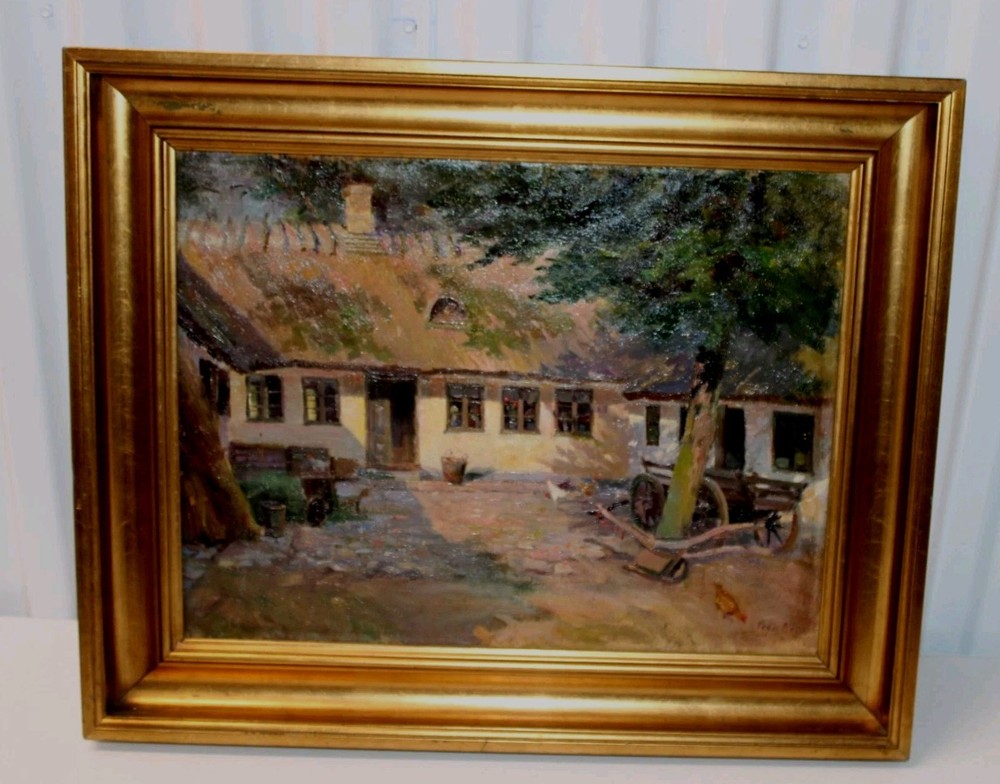 Danish Carpenter Shop by Peder Möller 1920s Oil Canvas Artwork Beautiful