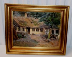 Danish Carpenter Shop by Peder Möller 1920s Oil Canvas Artwork Beautiful