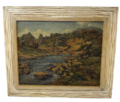VTG 1945 Japanese Landscape Oil Painting Thick Paint Signed „Masaharu“ See Pics