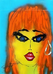 POP ART Colorful LADY PORTRAIT PAINTING big CB 25 x 16 Original SWARTZMILLER DNA