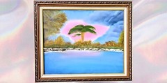 Palm Spring, Original Oil Painting on Canvas, 2022, Signed on the Back