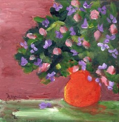 ORIGINAL ART PAINTING COLORFUL BRIGHT FLORAL FLOWERS STILL LIFE USA SUE FURROW