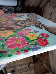 Floral Moose 11×14 Canvas Original Art Expressionism Alaska Animals Abstract