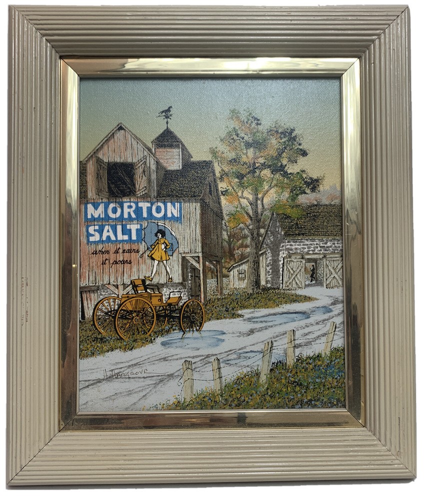 Signed Hargrove Morton Salt Country Barn Farm Framed Canvas Serigraph