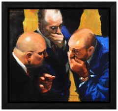 Ben Aronson Original Oil Painting On Board Stock Trader Portrait Framed Artwork