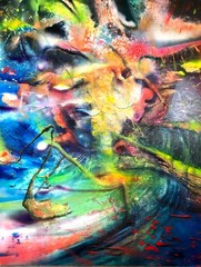 Original Art Painting Cuban artist abstract acrylic canvas ALAIN DONATE 60”x48”