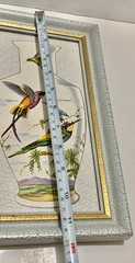 Alcora Made in Spain Tile Hummingbirds Art With Gold Trimming. Vintage Rare Uniq