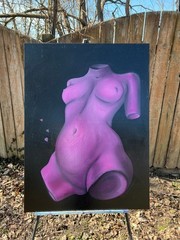 Pink Thighs, large original figure oil painting on canvas signed