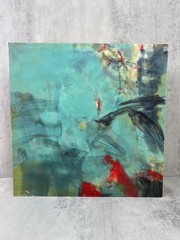 Abstract Painting- Hotel Commission Artwork -modern teal and red statement Art