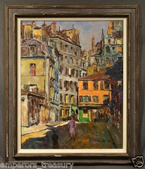 European Street Scene Oil Painting signed Pal Fried (American/Hungarian)
