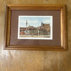 Mixed media watercolor&ink painting by Lech Roszkowski, „Warszawa” Framed 11x14i