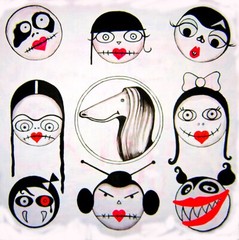 psychedelic figures vampires emoticon symbol original painting contemporary art