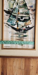 Original Paco Gorospe framed oil Paiting and signed MCM wall art 29 1/2″ x 17…