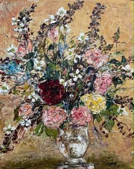 JUNE SMITHERS AUSTRALIAN OIL „STILL LIFE VASE OF FLOWERS“ 1962