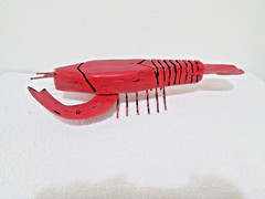 Outsider folk Art Original painting Carving Assemblage Lobster Crawdad bug Dan C