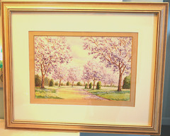 Signed Original HC SIMPSON 1944 WATERCOLOR PAINTING Framed AUSTRALIAN PARK 22.5″