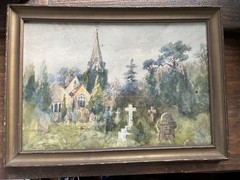 19th Cent. Original w/c Painting Graveyard Australian Artist A. H. Combes NSW
