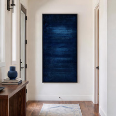 Large Navy Blue Abstract Wall Art – Modern Canvas Print for Home Decor 30×60 In