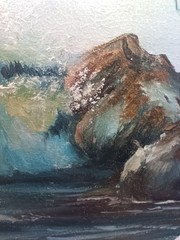 Original oil painting Coastal Breeze Round seascape size 6 inches Unframed