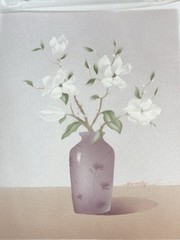 Still Magnolias Floral Painting On Canvas Pastel Soft Tones 11.5×13.75 8×10
