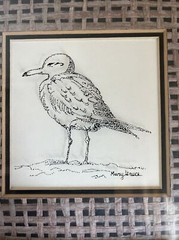Reverse Glass Art Sand Piper Mary Bruce Robinson Shore Bird Cottage Core Beach